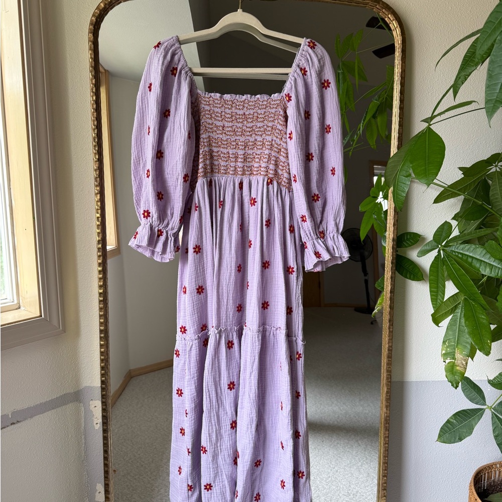 Floral Smocked Purple Dress